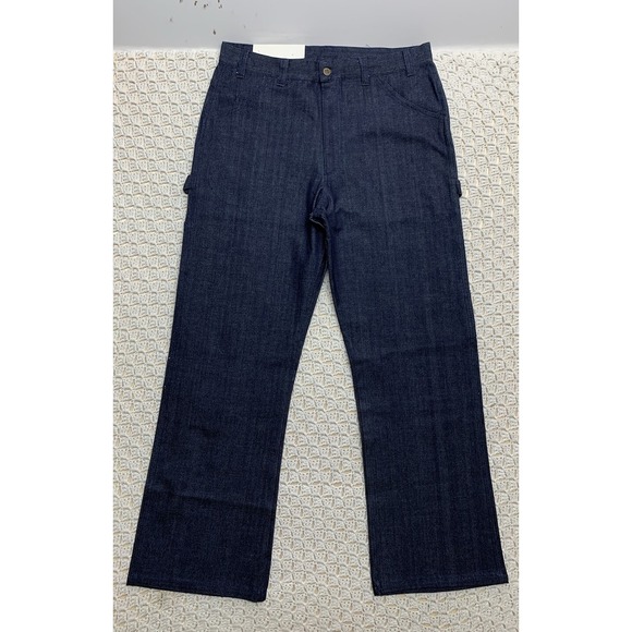 Other - Vtg Basilius Cargos Jeans Mens Tag‎ 36x32 approx 34x32 Wide Leg Blue Denim Usa